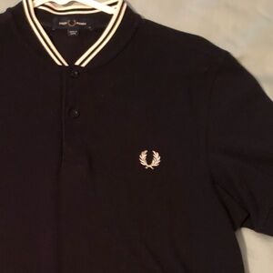 Fred Perry bomber collar Navy with White tipping